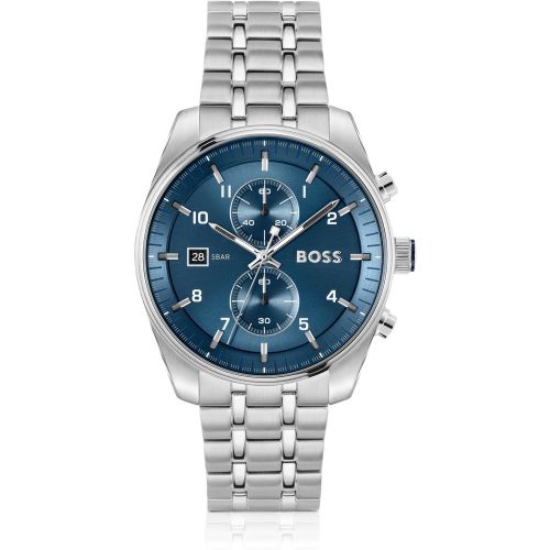 Montre chronographe à cadran bleu et bracelet en acier - Boss - Modalova