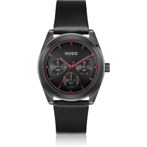 Montre en plaqué avec bracelet en cuir ton sur ton - HUGO - Modalova