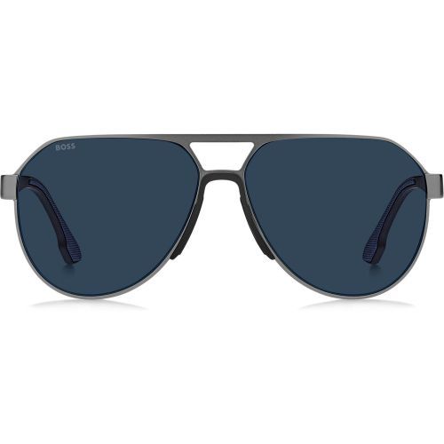 Lunettes de soleil en acier inoxydable avec branches noires - Boss - Modalova