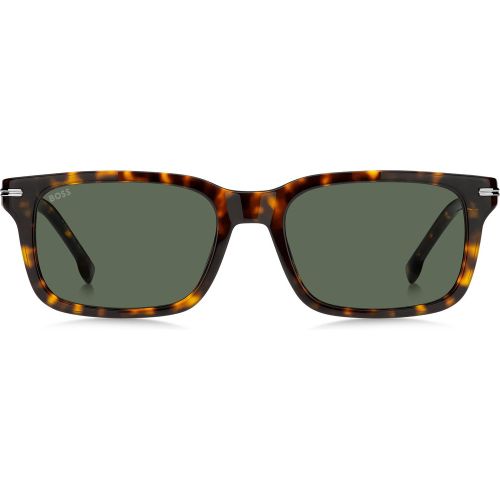 Lunettes de soleil en acétate Havana avec garnitures en métal argenté - Boss - Modalova