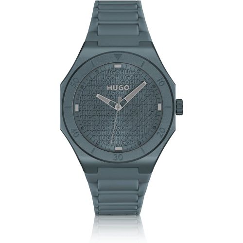 Montre en aluminium bleu avec cadran à logo texturé - HUGO - Modalova