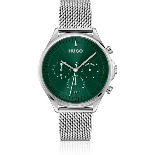 Montre argentée à cadran vert - HUGO - Modalova