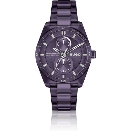 Montre en acier plaqué violet avec boîtier géométrique - HUGO - Modalova