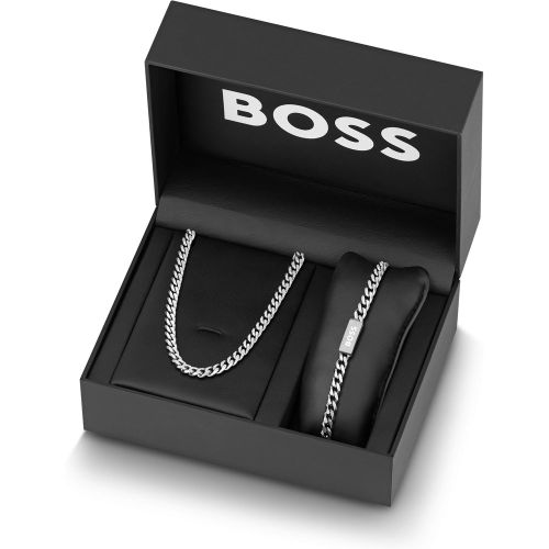 Coffret cadeau avec bracelet et collier chaîne à maillons arrondis - Boss - Modalova