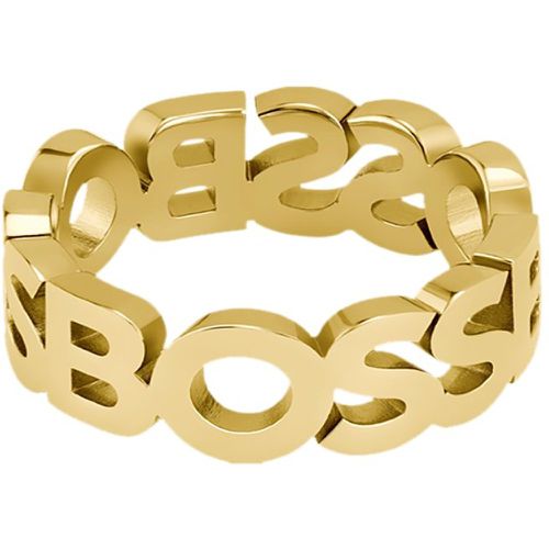 Bague dorée à logos - Boss - Modalova