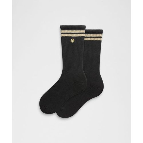 “ Chaussettes Daily Essential unisexes Rayures mÃ©tallisÃ©es â€“ Noir//Ã‰ â€“ Taille XL - lululemon - Modalova