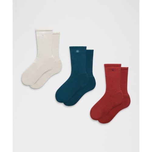 “ Chaussettes Daily Essential unisexe Lot de 3 â€“ Rouge â€“ Taille L - lululemon - Modalova