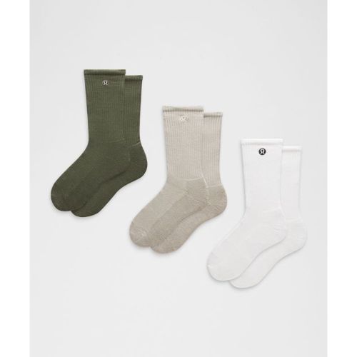 “ Chaussettes Daily Essential unisexe Lot de 3 â€“ Gris/Blanc/Vert â€“ Taille M â€“ Taille M - lululemon - Modalova