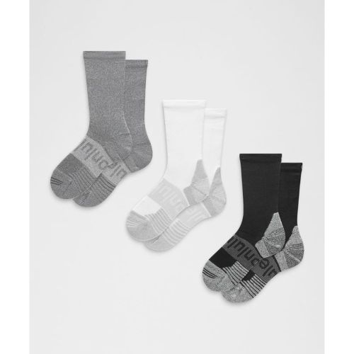 “ Chaussettes unisexes Power Stride avec amorti 3 paires â€“ Blanc/Gris/Noir â€“ Taille M - lululemon - Modalova