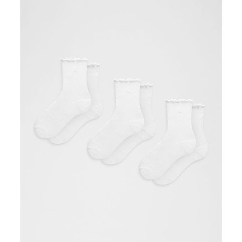 “ Chaussettes unisexes mi-hautes Ã  bordure ondulÃ©e 3 paires â€“ Taille L - lululemon - Modalova