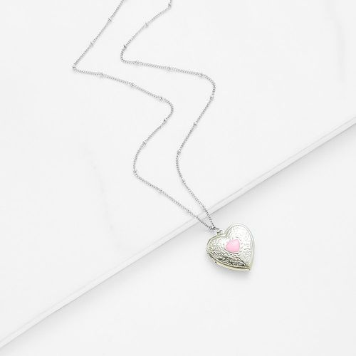 Collier de chaîne avec pendentif de cœur contrasté - SHEIN - Modalova