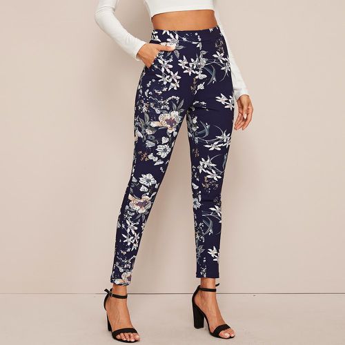 Pantalon skinny taille haute à imprimé floral - SHEIN - Modalova