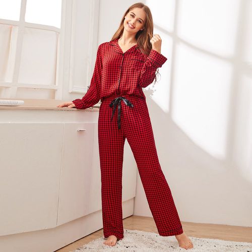 Ensemble de pyjama à carreaux avec boutons - SHEIN - Modalova