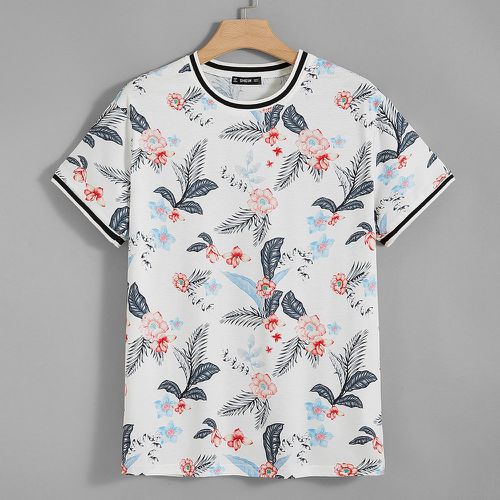 T-shirt rayé avec imprimé tropical - SHEIN - Modalova