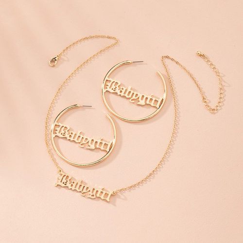 Pièce Collier avec détail lettre & 1 paire Boucles d'oreilles - SHEIN - Modalova