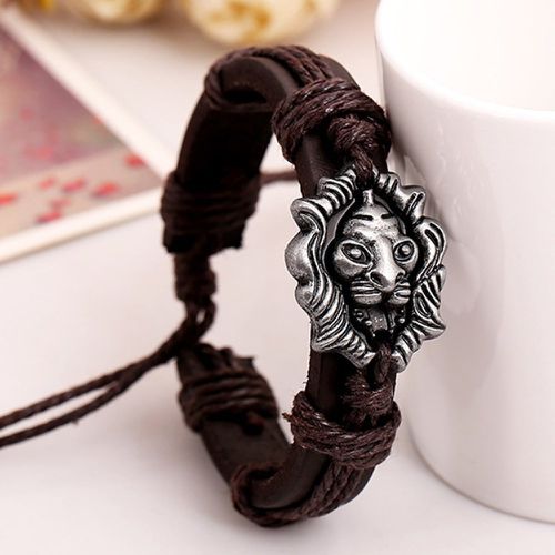 Bracelet tissé en cuir PU avec détail lion - SHEIN - Modalova