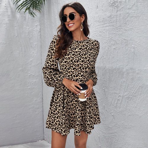Robe léopard avec manches bouffantes - SHEIN - Modalova