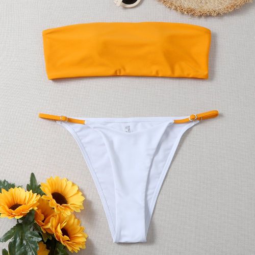 Bikini bandeau avec blocs de couleur - SHEIN - Modalova