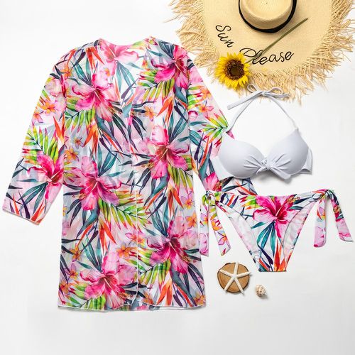 Pièces Bikini fleuri à tropical & Kimono - SHEIN - Modalova