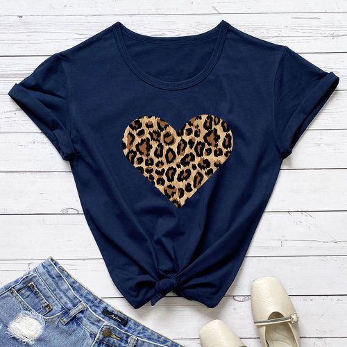 T-shirt léopard avec imprimé cœur - SHEIN - Modalova