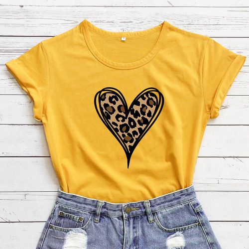 T-shirt avec imprimé cœur léopard - SHEIN - Modalova