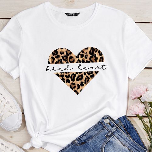 T-shirt avec motif cœur et léopard - SHEIN - Modalova