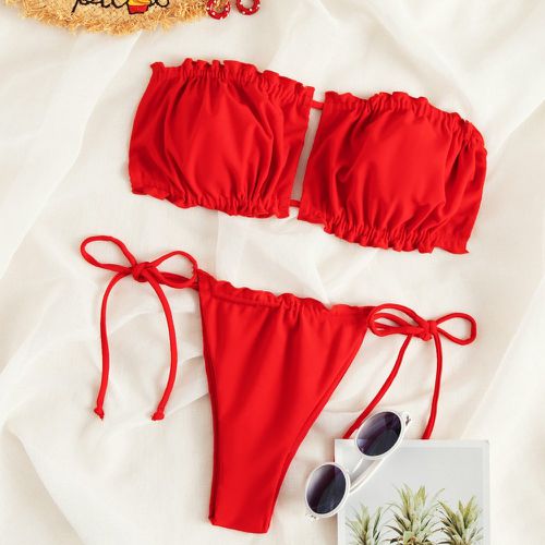 Bikini bandeau avec plis - SHEIN - Modalova