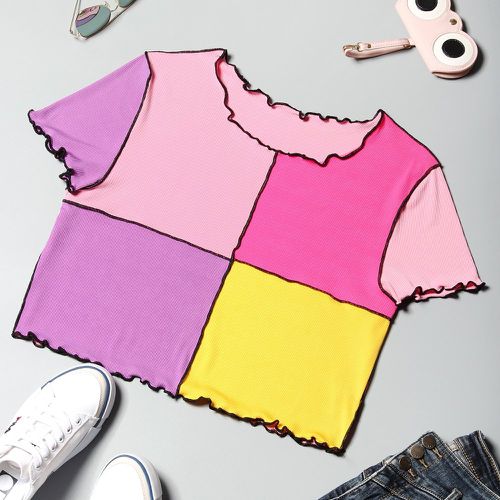 T-shirt avec blocs de couleurs et plis - SHEIN - Modalova