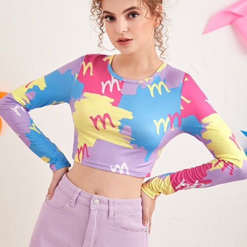 T-shirt court avec blocs de couleur - SHEIN - Modalova
