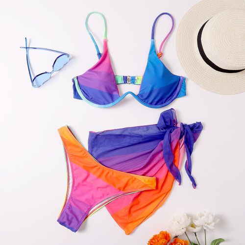 Pièces Bikini avec armature et blocs de couleur & Jupe de plage - SHEIN - Modalova