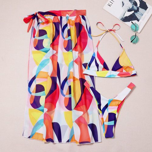 Pièces Bikini avec blocs de couleur & Jupe de plage - SHEIN - Modalova