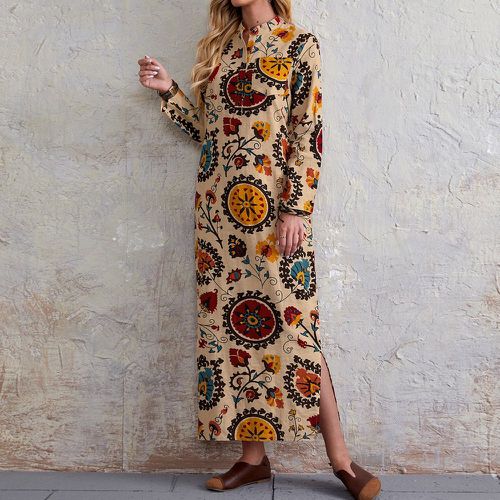 Robe tunique fleurie fendue avec boutons - SHEIN - Modalova