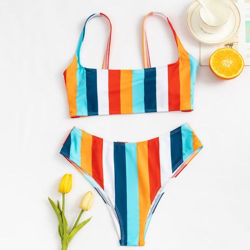 Bikini avec rayures colorées - SHEIN - Modalova