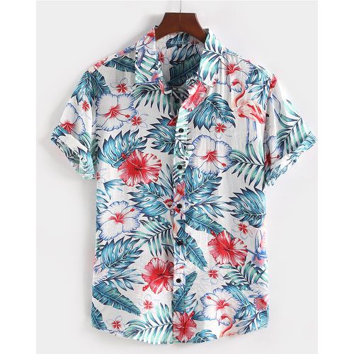 Chemise à imprimé tropical avec boutons - SHEIN - Modalova