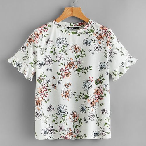T-shirt fleuri à volants - SHEIN - Modalova