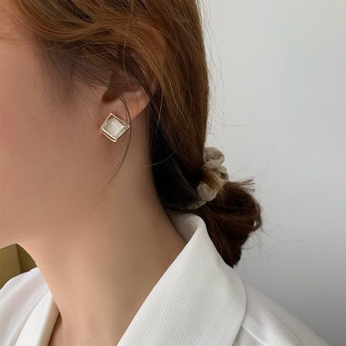 Boucles d'oreilles carrées avec strass - SHEIN - Modalova