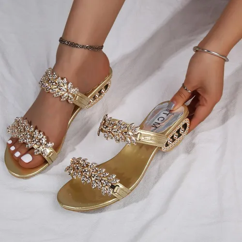 Sandales métalliques avec strass - SHEIN - Modalova