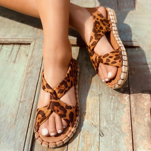 Sandales léopard avec nœud - SHEIN - Modalova