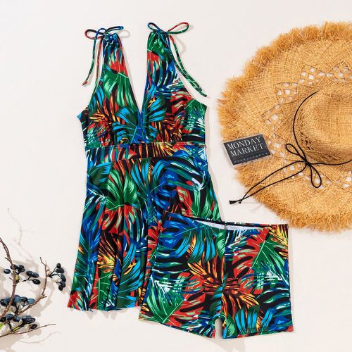 Bikini avec motif tropical et nœuds - SHEIN - Modalova