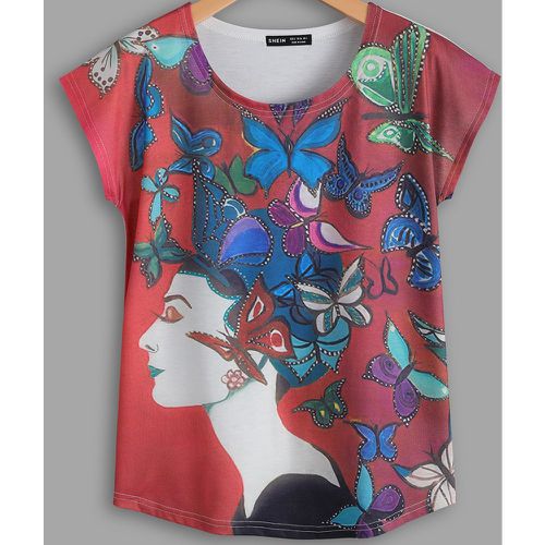 T-shirt avec motif figure et papillon - SHEIN - Modalova