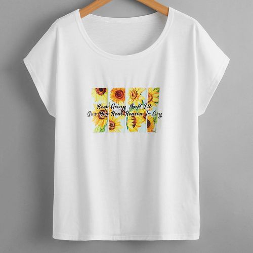 T-shirt tournesol & à imprimé slogan - SHEIN - Modalova