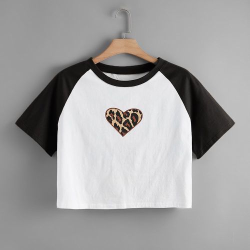 T-shirt léopard avec motif cœur - SHEIN - Modalova