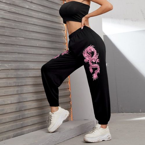 Pantalon de survêtement à imprimé dragon à taillé élastique - SHEIN - Modalova