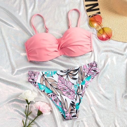 Bikini bandeau avec imprimé tropical - SHEIN - Modalova