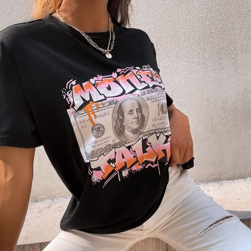 T-shirt à imprimé lettre et argent - SHEIN - Modalova