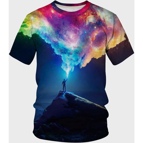 T-shirt à imprimé galaxie 3D et figure - SHEIN - Modalova