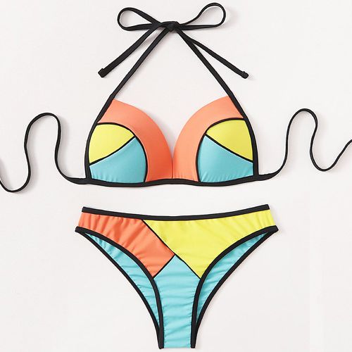 Bikini avec blocs de couleurs et ras-du-cou - SHEIN - Modalova