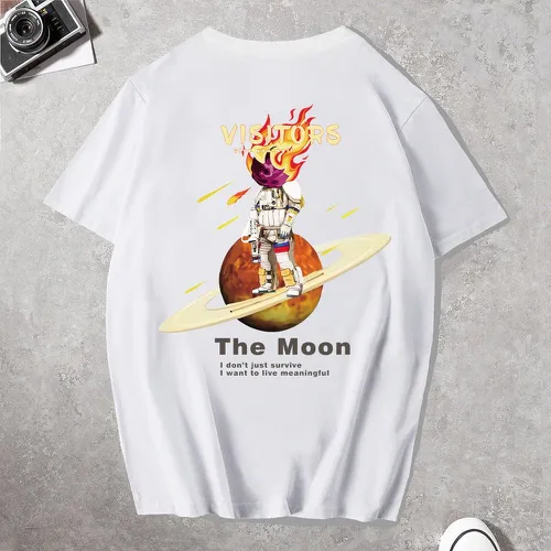 T-shirt à imprimé slogan et astronaute - SHEIN - Modalova