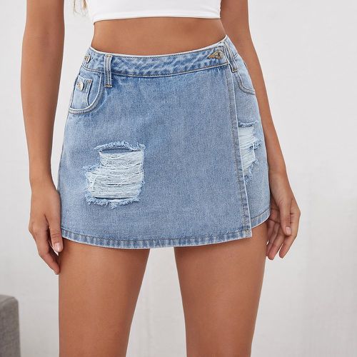 Jupe-short en jean déchiré - SHEIN - Modalova