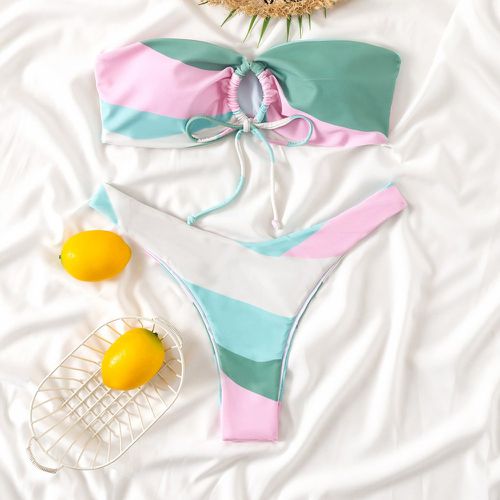 Bikini bandeau avec blocs de couleurs - SHEIN - Modalova